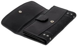 W158 Trifold wallet with button flap snap closure